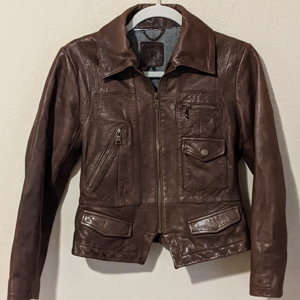 Banana Republic Cropped Leather Jacket, Size S